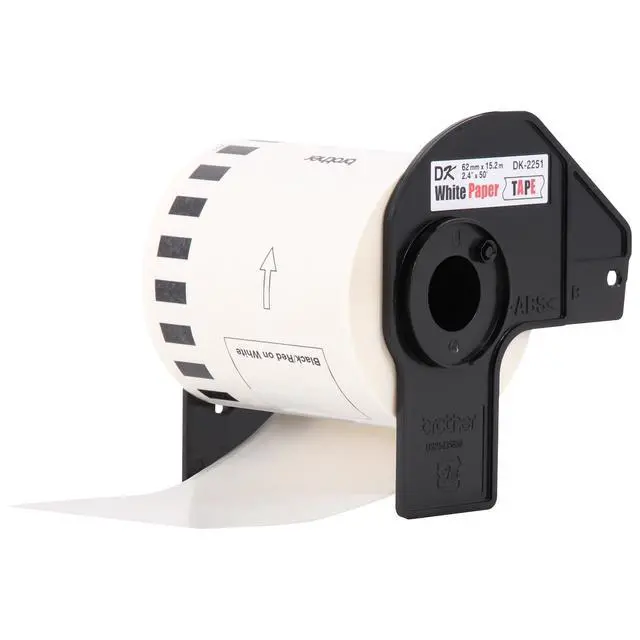 Alt view image 3 of 6 - Genuine DK-22513PK Continuous Length Replacement Labels, Black/Red Label on White Paper Tape, Engineered with Excellence, 2.4 x 50 feet, (3) Rolls per Box (DK22513PK)