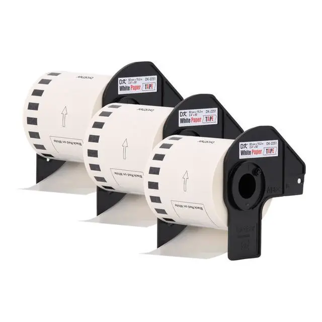 Alt view image 6 of 6 - Genuine DK-22513PK Continuous Length Replacement Labels, Black/Red Label on White Paper Tape, Engineered with Excellence, 2.4 x 50 feet, (3) Rolls per Box (DK22513PK)
