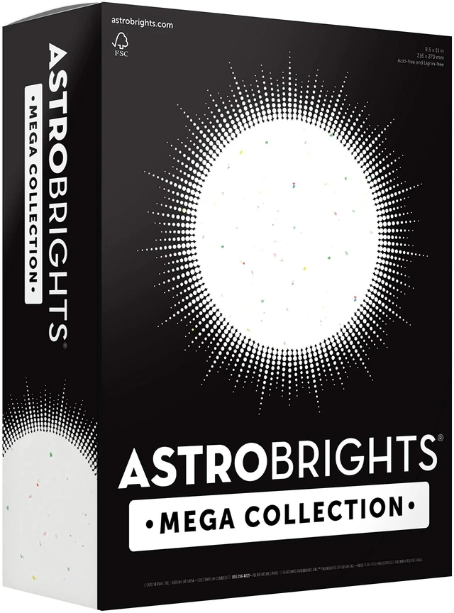 Main image of Mega Collection, Colored Cardstock, Bright Confetti White, 320 Sheets, 65 lb/176 GSM, 8.5" x 11" (91683)