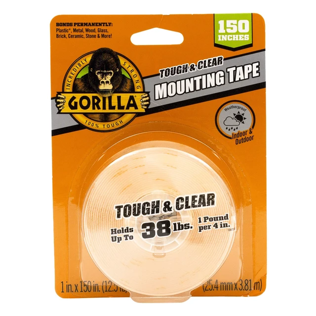 Alt view image 2 of 6 - Tough & Clear Double Sided Mounting Tape, Clear Tape, 1" x 150" - Weatherproof for Indoor or Outdoor | (Pack of 12)