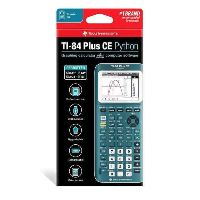 Alt view image 5 of 6 - TI-84 Plus CE Graphing Calculator, Trinomial Teal