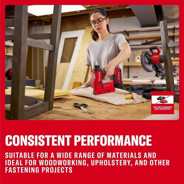 Alt view image 2 of 6 - V20 Staple Gun, 3/8 in. Wide Crown Stapler, Cordless Staple Gun Battery Powered, Tool Only (CMCN410B)