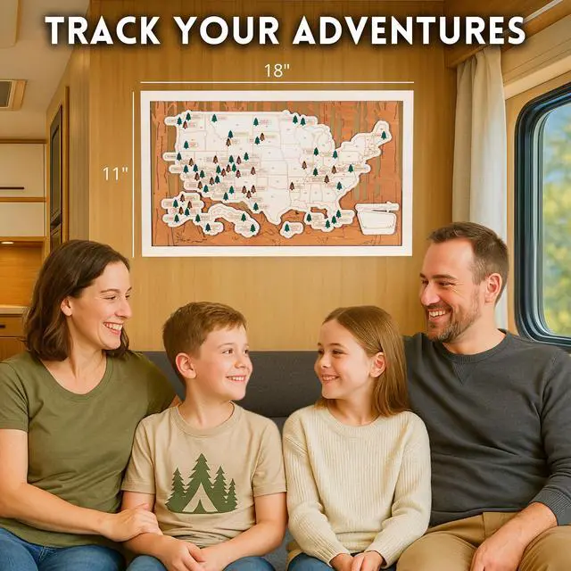 Alt view image 5 of 6 - National Parks Map USA Travel Tracker with Checklist, Pins & Stickers Adventure Gift for Park Lovers, Couples & Families, Bucket List Wall Art Decor