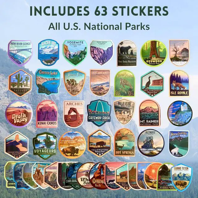 Alt view image 6 of 6 - National Parks Map USA Travel Tracker with Checklist, Pins & Stickers Adventure Gift for Park Lovers, Couples & Families, Bucket List Wall Art Decor