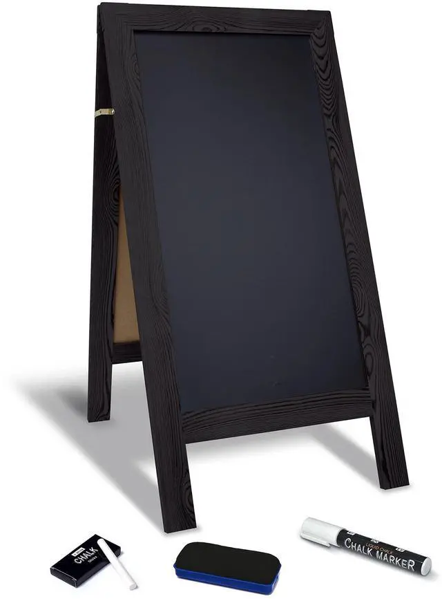 Main image of Magnetic A-Frame Chalkboard Sign, Extra Large 20" x 40", Standing Chalkboard Easel, with Chalk Marker + Chalk & Eraser, Sandwich Board Outdoor Sidewalk Sign,(Black)