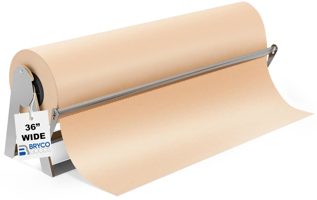 Main image of 36 Inches All Paper Roll Dispenser and Cutter Made of Heavy-Duty Steel Frame & Sharp Blade. Holds, Dispenses & Cuts. Non-Slip Tabletop. Up to 1000ft Rolls