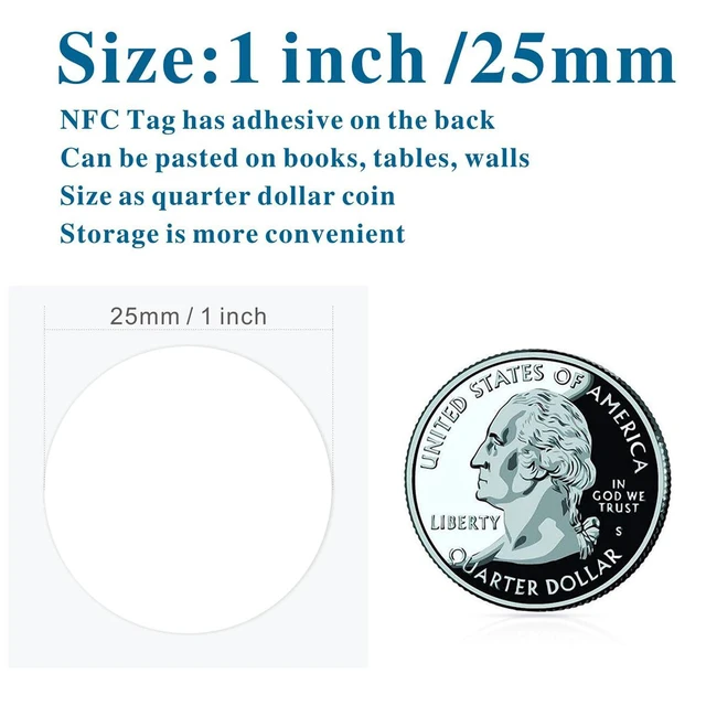 Alt view image 3 of 6 - 1000 pcs MF Classic 1k NFC Tag Stickers 13.56mhz RFID Sticker iso 14443a RFID Sticker MF 1k S50 RFID Self-Adhesive 1 inch Round