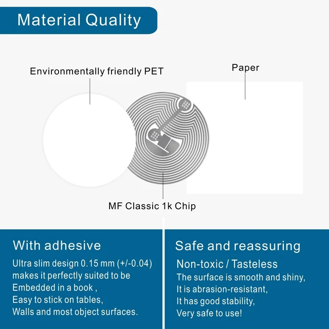 Alt view image 4 of 6 - 1000 pcs MF Classic 1k NFC Tag Stickers 13.56mhz RFID Sticker iso 14443a RFID Sticker MF 1k S50 RFID Self-Adhesive 1 inch Round