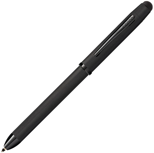 Main image of Tech3+ Refillable Multi-Function Ballpoint Pen with Stylus, Medium Ballpen and Pencil, Includes Premium Gift Box - Brushed Black