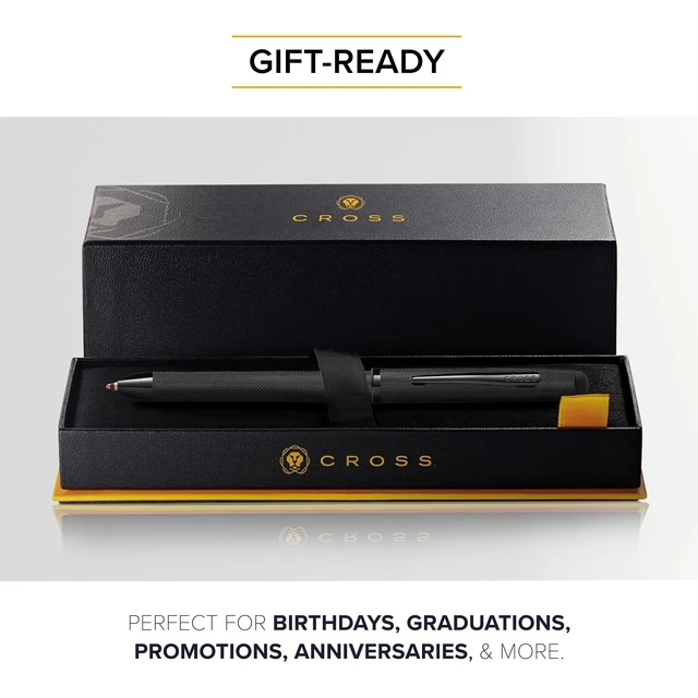 Alt view image 5 of 6 - Tech3+ Refillable Multi-Function Ballpoint Pen with Stylus, Medium Ballpen and Pencil, Includes Premium Gift Box - Brushed Black