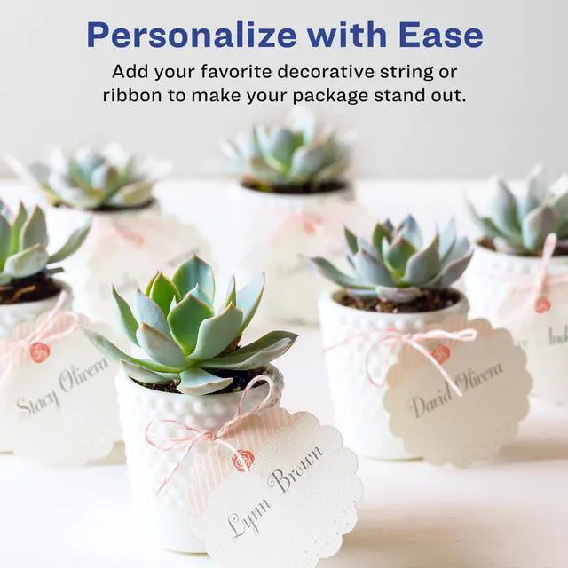 Alt view image 2 of 6 - Printable Round Scallop Gift Tags, 2.5" Diameter | Textured White | Sure Feed Technology | 90 Tags, Pack of 5