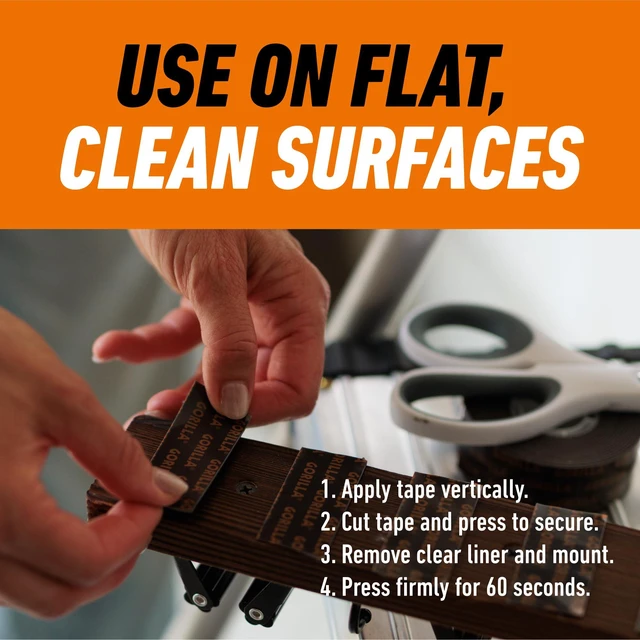 Alt view image 3 of 6 - Heavy Duty Double Sided Mounting Tape, Black Tape, 1" x 120" (Pack of 12) - Weatherproof for Indoor or Outdoor