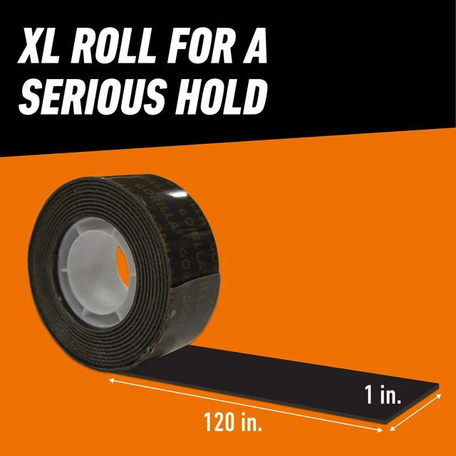 Alt view image 6 of 6 - Heavy Duty Double Sided Mounting Tape, Black Tape, 1" x 120" (Pack of 12) - Weatherproof for Indoor or Outdoor