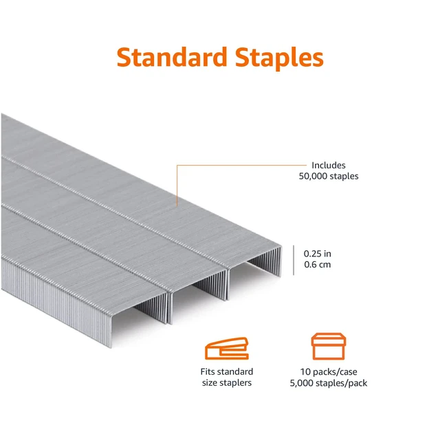 Alt view image 2 of 6 - Standard Stapler Staples, Value Pack, 500,000 Count, 100 Packs of 5000, Silver