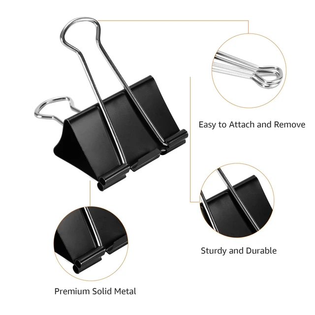 Alt view image 3 of 6 - Sturdy Binder Clips for Office Use, 96 Count, Medium, 1.25 in, Black (Pack of 12)