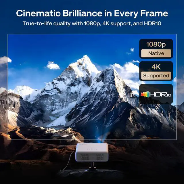 Alt view image 3 of 6 - EAZZE D1G 4K Supported Google TV Smart Projector w/ WiFi & Bluetooth | All Top Apps, Native 1080P, Auto Focus & Keystone, DoIby Audio, Zoom, Portable Mini Projector for Home & Outdoor Movie Use