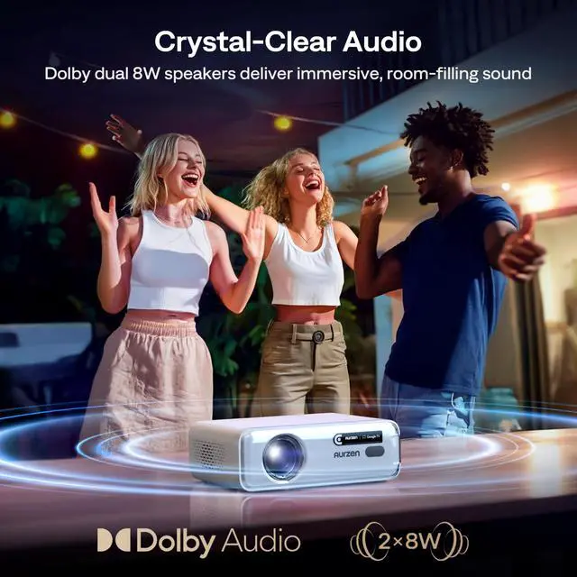 Alt view image 6 of 6 - EAZZE D1G 4K Supported Google TV Smart Projector w/ WiFi & Bluetooth | All Top Apps, Native 1080P, Auto Focus & Keystone, DoIby Audio, Zoom, Portable Mini Projector for Home & Outdoor Movie Use