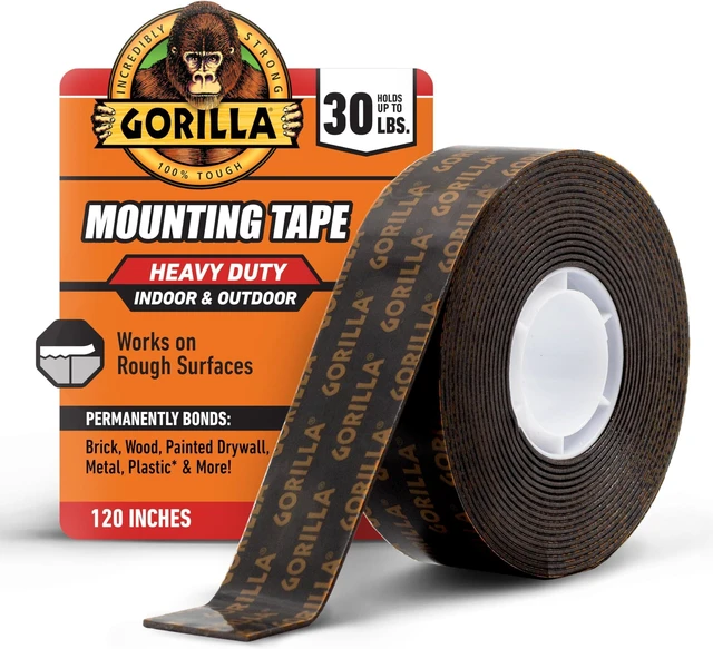 Main image of Heavy Duty Double Sided Mounting Tape, Black Tape, 1" x 120" (Pack of 6) - Weatherproof for Indoor or Outdoor