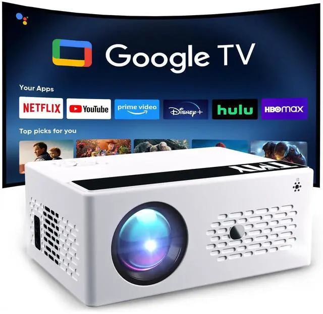 Main image of Smart Projector with Google TV System, Native 1080P 4K Support Home Theater Movie Projector, with Built-in Speaker, WiFi and Bluetooth, Compatible with Phone/TV Stick/PC/PS5, Indoor Outdoor Use