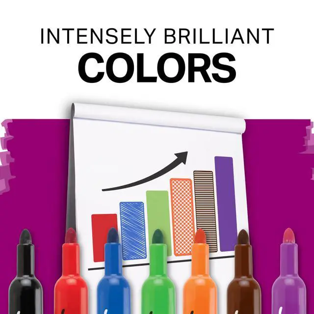 Alt view image 5 of 6 - Flip Chart Markers, Bullet Tip, Assorted Colors, Low-Odor, Squeak-Fee, Office Presentation, Back to School, Teacher Supplies 8 Count (Pack of 12)