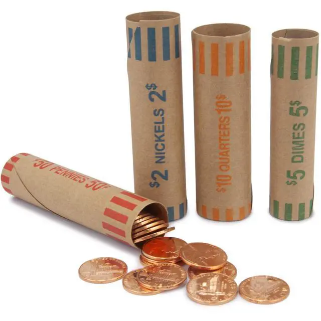 Alt view image 2 of 6 - 3072 Pcs Preformed Coin Roll Wrappers - Quarters, Pennies, Nickels and Dimes (Pack 24x128)