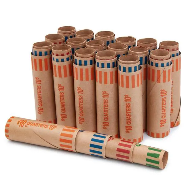 Alt view image 3 of 6 - 3072 Pcs Preformed Coin Roll Wrappers - Quarters, Pennies, Nickels and Dimes (Pack 24x128)