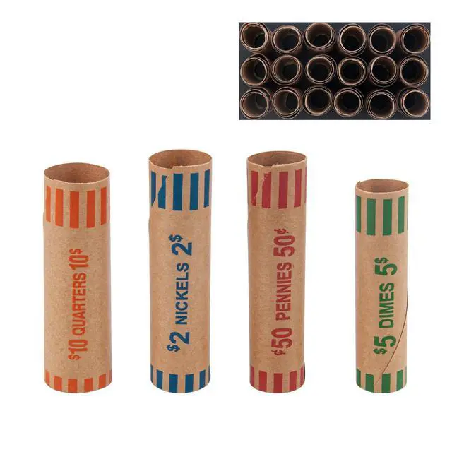 Alt view image 4 of 6 - 3072 Pcs Preformed Coin Roll Wrappers - Quarters, Pennies, Nickels and Dimes (Pack 24x128)
