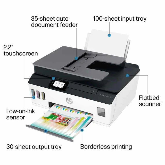 Alt view image 4 of 6 - Smart Tank Plus 651 Wireless All-in-One Printer, Ink Tank Printer-for-Home Use, 2 Years of Ink Included Auto Document Feeder, Mobile Print, Scan, Copy, Fax. (7XV38A)