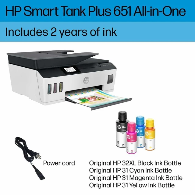 Alt view image 6 of 6 - Smart Tank Plus 651 Wireless All-in-One Printer, Ink Tank Printer-for-Home Use, 2 Years of Ink Included Auto Document Feeder, Mobile Print, Scan, Copy, Fax. (7XV38A)