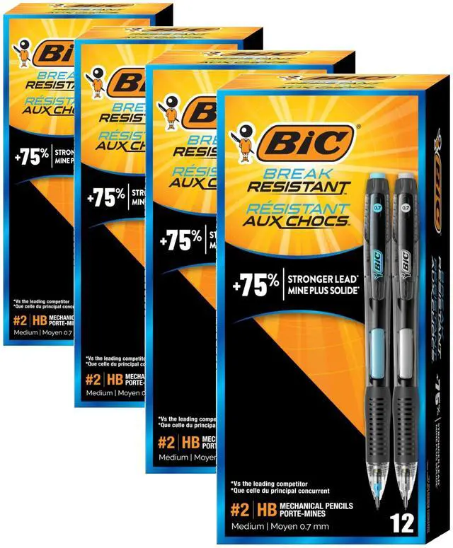 Main image of Break-Resistant Mechanical Pencils with Erasers, No. 2 Medium Point (0.7mm), 12-Count Pack, Perfect Teacher Appreciation Gifts (Pack of 4)