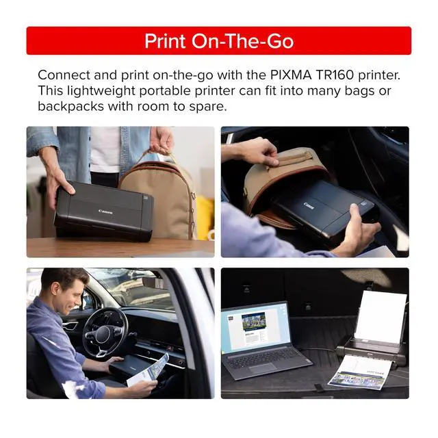 Alt view image 2 of 6 - PIXMA TR160 Wireless Portable Lightweight Compact Printer, 50-Sheet Paper Tray and 1.44" Display - Print On-The-Go