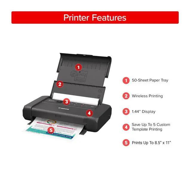 Alt view image 4 of 6 - PIXMA TR160 Wireless Portable Lightweight Compact Printer, 50-Sheet Paper Tray and 1.44" Display - Print On-The-Go
