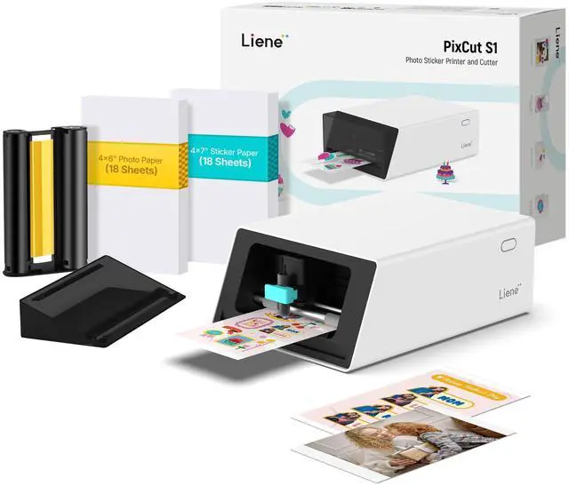 Main image of PixCut S1 Color Sticker Printer & Cutting Machine - All-in-One Sticker Maker for DIY Crafts, Custom Labels & Gifts. Thermal Dye-Sublimation Photo Printer, 300 DPI, Precise AI Auto-Cutting