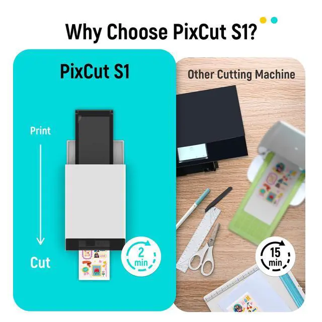 Alt view image 2 of 6 - PixCut S1 Color Sticker Printer & Cutting Machine - All-in-One Sticker Maker for DIY Crafts, Custom Labels & Gifts. Thermal Dye-Sublimation Photo Printer, 300 DPI, Precise AI Auto-Cutting