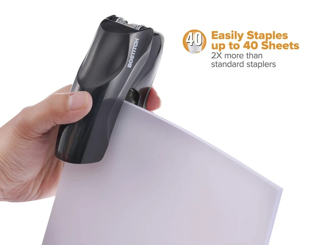 Alt view image 2 of 6 - Office Heavy Duty Stapler, 40 Sheet Capacity, No Jam, Half Strip, Fits into the Palm of Your Hand, for Classroom, Office or Desk, Black, Pack of 9