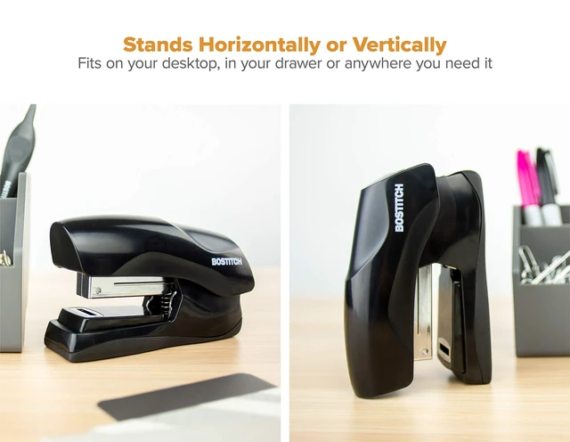 Alt view image 6 of 6 - Office Heavy Duty Stapler, 40 Sheet Capacity, No Jam, Half Strip, Fits into the Palm of Your Hand, for Classroom, Office or Desk, Black, Pack of 9