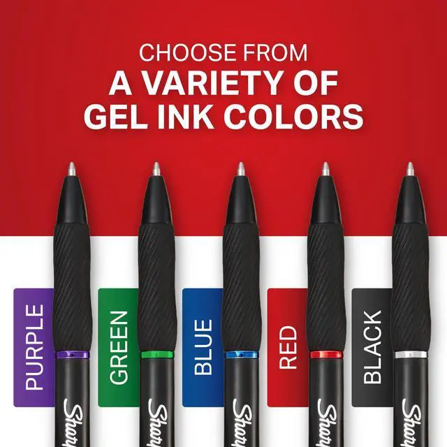 Alt view image 2 of 6 - S-Gel Pens Black Medium Point 0.7mm | No Smear No Bleed | Contoured Rubber Grip | For Office | 36 Count, Pack of 6