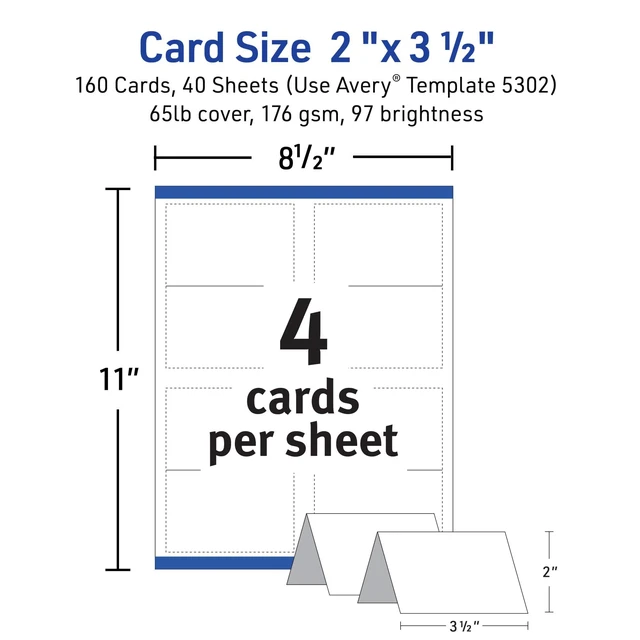Alt view image 4 of 6 - Printable Tent Cards with Sure Feed Technology,2" x 3.5",White,160 Blank Place Cards for Laser or Inkjet Printers (5302),(Pack of 5)