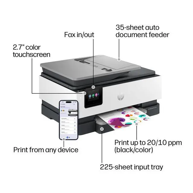 Alt view image 5 of 6 - OfficeJet Pro 8139 Wireless All-in-One Color Inkjet Printer, Print, Scan, Copy, Fax, ADF, Duplex Printing Best-for-Home-Office, 1 Year Trial of Instant Ink Included, AI-Capable (C2VK3A)
