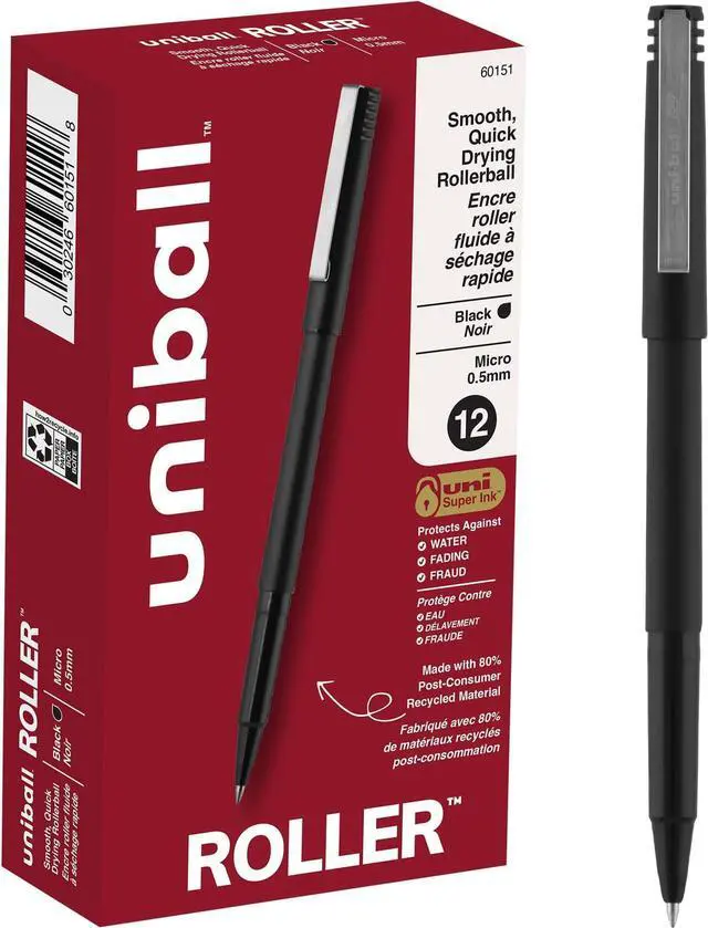 Main image of uniball Roller Rollerball Pens,Micro Point (0.5mm),Black,(Pack of 144)