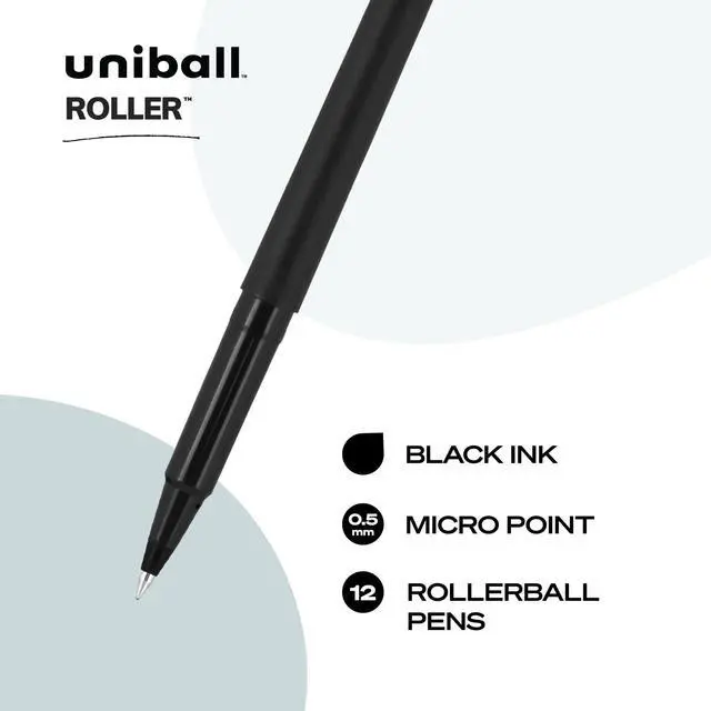 Alt view image 2 of 6 - uniball Roller Rollerball Pens,Micro Point (0.5mm),Black,(Pack of 144)