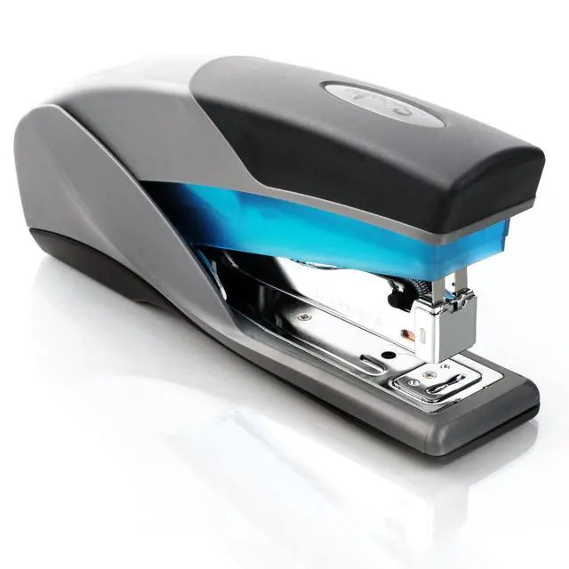 Alt view image 4 of 6 - Stapler, 25 Sheet Capacity, Optima 25, Jam Free, Reduced Effort, Soft Grip, Blue and Gray (66404) (Pack of 6)