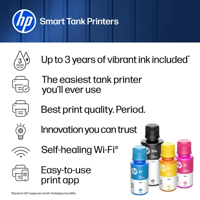Alt view image 2 of 6 - Smart Tank 5003 Wireless All-in-One Ink Tank Printer, Scanner, Copier with up to 3 Years of Ink Included, Best-for-Home, Cartridge-Free Refillable, AI-Capable (D06BKA)