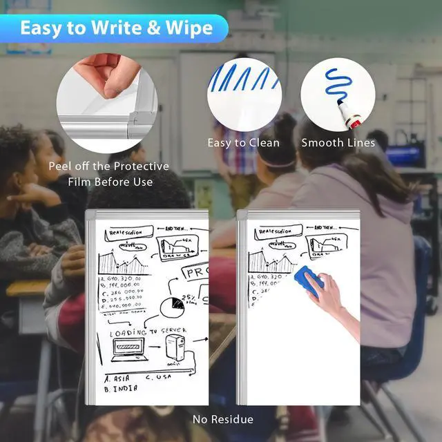 Alt view image 5 of 6 - Easel Whiteboard 40 x 28 in, Stand Tripod with Height Adjustable | Magnetic Dry Erase Surface, Flipchart Stand, Portable Tripod Easel for Office, Teaching, Home and Classroom
