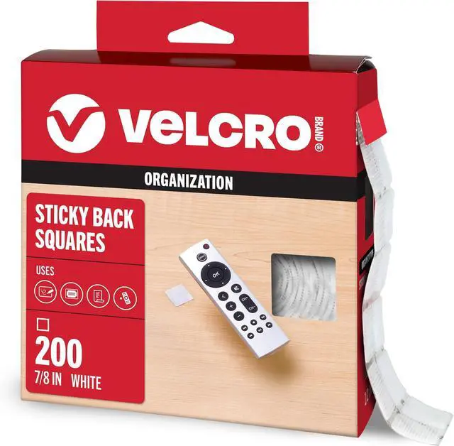 Main image of Mounting Squares | Square Dots with Adhesive, 7/8" White | Sticky Back Hook and Loop for Teacher Supplies, Office Organization (30705) (Pack of 2400)