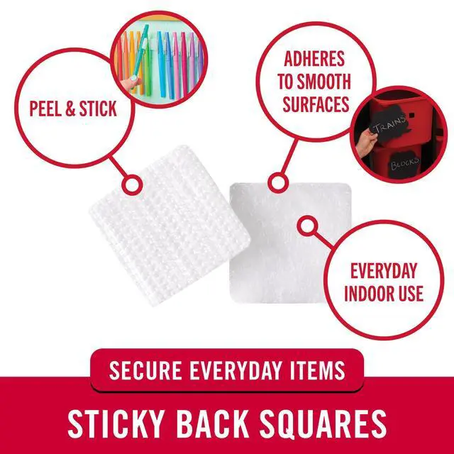 Alt view image 2 of 6 - Mounting Squares | Square Dots with Adhesive, 7/8" White | Sticky Back Hook and Loop for Teacher Supplies, Office Organization (30705) (Pack of 2400)