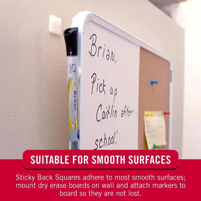 Alt view image 4 of 6 - Mounting Squares | Square Dots with Adhesive, 7/8" White | Sticky Back Hook and Loop for Teacher Supplies, Office Organization (30705) (Pack of 2400)