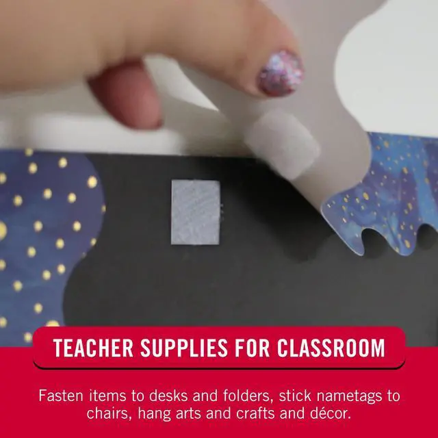 Alt view image 6 of 6 - Mounting Squares | Square Dots with Adhesive, 7/8" White | Sticky Back Hook and Loop for Teacher Supplies, Office Organization (30705) (Pack of 2400)