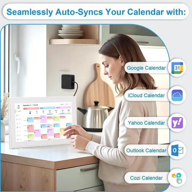 Alt view image 2 of 6 - 15.6 Inch Digital Calendar Wall Touch Screen Chore Chart, 32GB Electronic Calendar + Smart Family Planner, Wall and Desk Mountable, Gifts for Women Men, Gifts for Mom Dad
