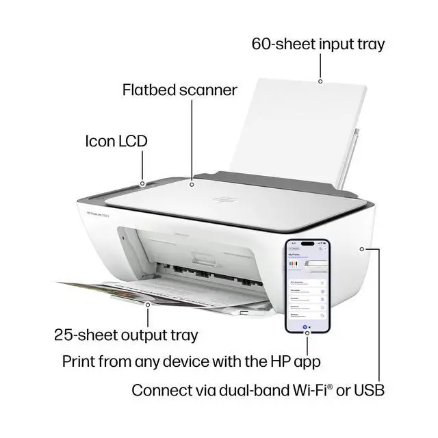 Alt view image 5 of 6 - DeskJet 2923 Wireless All-in-One Color Inkjet Printer, Scanner, Copier, 6 Month Trial of Instant Ink Included, AI-Capable (B18JWA)